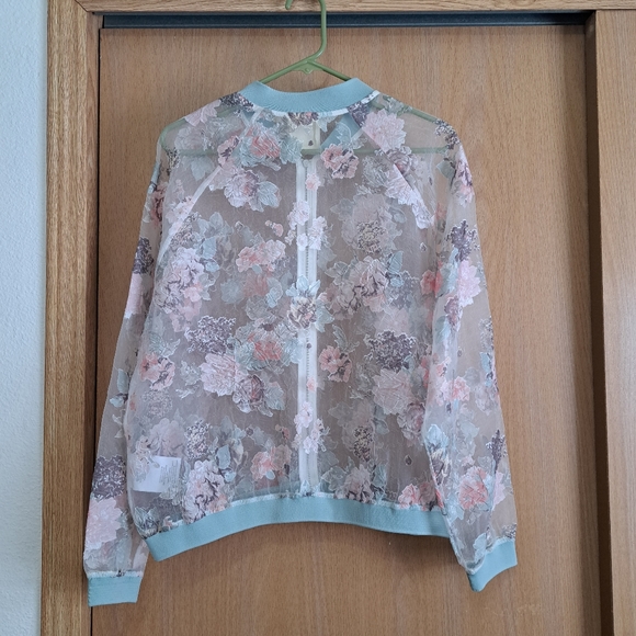Maeve Sheer Textured Bomber Jacket Medium - Picture 6 of 7